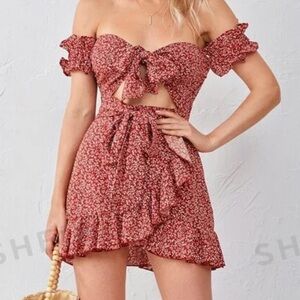 Women’s off the shoulder dress.